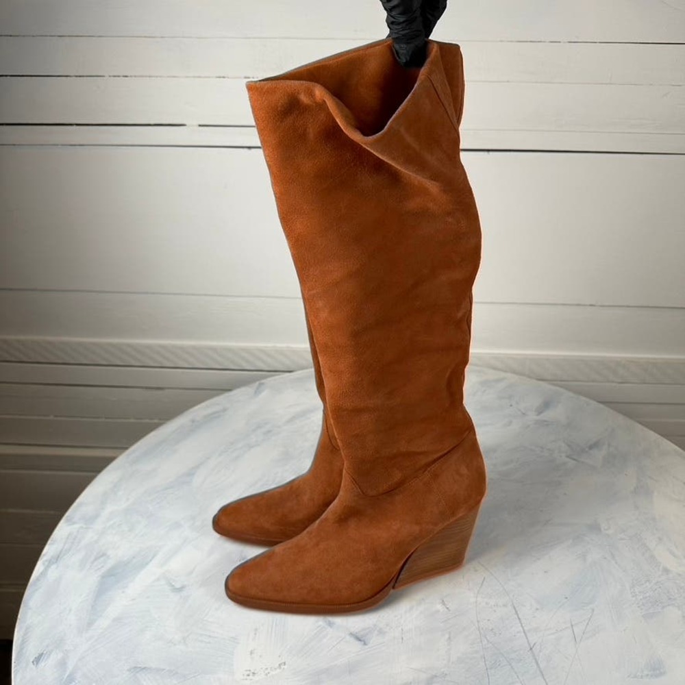 Kenzo Suede Knee Hi Stacked Boots